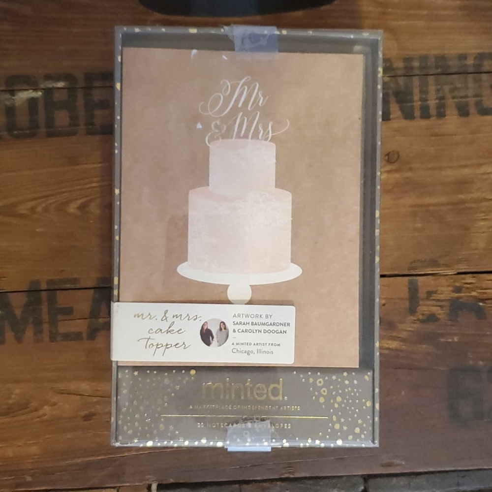 Mr. & Mrs. Cake topper, blank note cards,